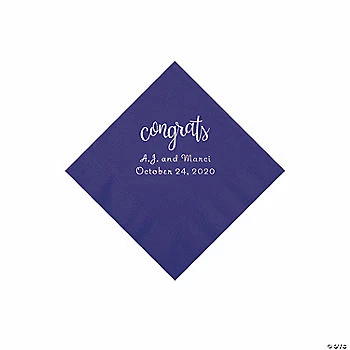 Hot Sale 🛒 Purple Congrats Personalized Napkins with Silver Foil - Beverage 🛒 1 Hot Sale 🛒 Purple Congrats Personalized Napkins with Silver Foil - Beverage 🛒