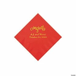 Top 10 🤩 Red Congrats Personalized Napkins with Gold Foil - Beverage 🥰
