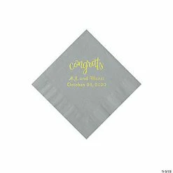 Outlet 🥰 Silver Congrats Personalized Napkins with Gold Foil - Beverage ⌛