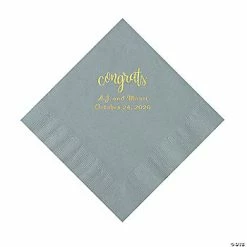 Best Pirce 🎉 Silver Congrats Personalized Napkins with Gold Foil - Luncheon 🤩