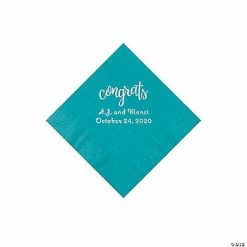 Best reviews of 👏 Turquoise Congrats Personalized Napkins with Silver Foil - Beverage 🛒