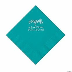 Best deal 😀 Turquoise Congrats Personalized Napkins with Silver Foil - Luncheon 👏
