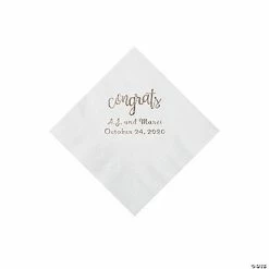 Hot Sale 😍 White Congrats Personalized Napkins with Silver Foil - Beverage ✔️