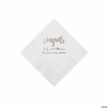 Hot Sale 😍 White Congrats Personalized Napkins with Silver Foil - Beverage ✔️ 1 Hot Sale 😍 White Congrats Personalized Napkins with Silver Foil - Beverage ✔️