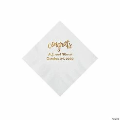 Deals 👏 White Congrats Personalized Napkins with Gold Foil - Beverage 🔥