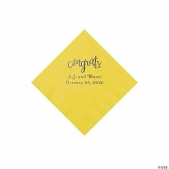 Discount 🛒 Yellow Congrats Personalized Napkins with Silver Foil - Beverage ✔️