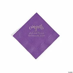 Best reviews of 😍 Amethyst Congrats Personalized Napkins with Silver Foil - Beverage ✨
