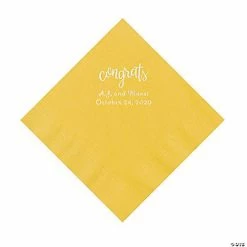 Cheap ✔️ Yellow Congrats Personalized Napkins with Silver Foil - Luncheon 🧨
