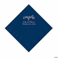 Flash Sale ✔️ Navy Congrats Personalized Napkins with Silver Foil - Luncheon 🔔
