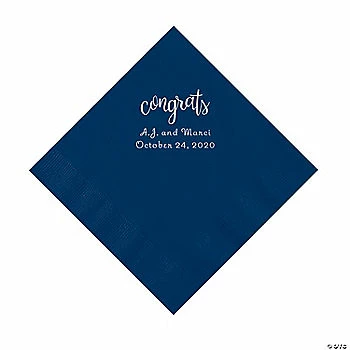 Flash Sale ✔️ Navy Congrats Personalized Napkins with Silver Foil - Luncheon 🔔 1 Flash Sale ✔️ Navy Congrats Personalized Napkins with Silver Foil - Luncheon 🔔
