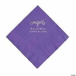 New 👏 Amethyst Congrats Personalized Napkins with Silver Foil - Luncheon 😉