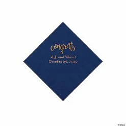 Coupon 🔔 Navy Congrats Personalized Napkins with Gold Foil - Beverage 🔥