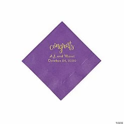 Outlet 🧨 Amethyst Congrats Personalized Napkins with Gold Foil - Beverage ❤️