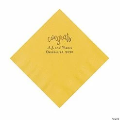 Cheap 🎁 Yellow Congrats Personalized Napkins with Gold Foil - Luncheon ⭐