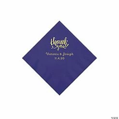 Outlet 🎉 Purple Thank You Personalized Napkins with Gold Foil - Beverage 🧨