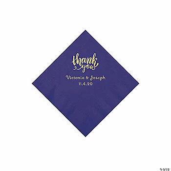 Outlet ๐ Purple Thank You Personalized Napkins with Gold Foil - Beverage ๐งจ 1 Outlet ๐ Purple Thank You Personalized Napkins with Gold Foil - Beverage ๐งจ