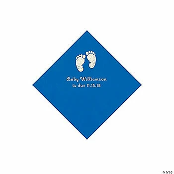 Flash Sale 🌟 Cobalt Blue Baby Feet Personalized Napkins with Silver Foil - 50 Pc. Beverage ⭐ 1 Flash Sale 🌟 Cobalt Blue Baby Feet Personalized Napkins with Silver Foil - 50 Pc. Beverage ⭐