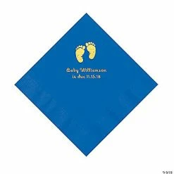 Best Pirce 🧨 Cobalt Blue Baby Feet Personalized Napkins with Gold Foil - 50 Pc. Luncheon ✨