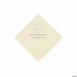 Outlet ⭐ Ivory Baby Feet Personalized Napkins with Silver Foil - 50 Pc. Beverage 🔥