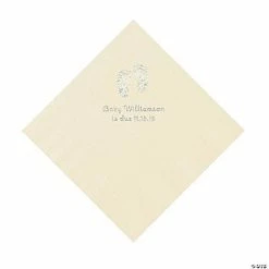 Wholesale 😀 Ivory Baby Feet Personalized Napkins with Silver Foil - 50 Pc. Luncheon 😍