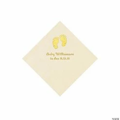 Brand new ✔️ Ivory Baby Feet Personalized Napkins with Gold Foil - 50 Pc. Beverage 🛒