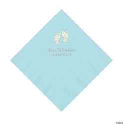 Best reviews of ❤️ Light Blue Baby Feet Personalized Napkins with Silver Foil - 50 Pc. Luncheon 👍