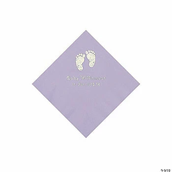 Brand new 🛒 Lilac Baby Feet Personalized Napkins with Silver Foil - 50 Pc. Beverage 🛒 1 Brand new 🛒 Lilac Baby Feet Personalized Napkins with Silver Foil - 50 Pc. Beverage 🛒