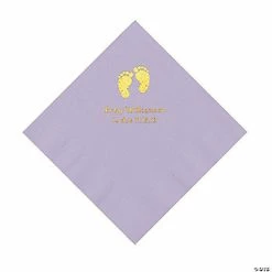 Flash Sale 😉 Lilac Baby Feet Personalized Napkins with Gold Foil - 50 Pc. Luncheon 🌟