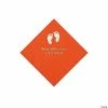 Cheapest 🧨 Orange Baby Feet Personalized Napkins with Silver Foil - 50 Pc. Beverage 🔔