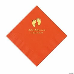 Best reviews of ❤️ Orange Baby Feet Personalized Napkins with Gold Foil - 50 Pc. Luncheon 💯