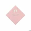 Budget 🥰 Light Pink Baby Feet Personalized Napkins with Silver Foil - 50 Pc. Beverage ⭐