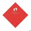 Discount ⌛ Red Baby Feet Personalized Napkins with Silver Foil - 50 Pc. Luncheon 👏