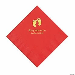 Cheapest ⌛ Red Baby Feet Personalized Napkins with Gold Foil - 50 Pc. Luncheon 🛒