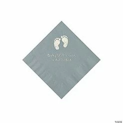 Cheapest ⭐ Silver Baby Feet Personalized Napkins with Silver Foil - 50 Pc. Beverage ✨