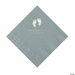 Hot Sale 👏 Silver Baby Feet Personalized Napkins with Silver Foil - 50 Pc. Luncheon 🛒