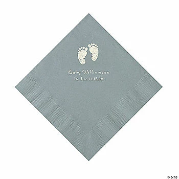 Hot Sale 👏 Silver Baby Feet Personalized Napkins with Silver Foil - 50 Pc. Luncheon 🛒 1 Hot Sale 👏 Silver Baby Feet Personalized Napkins with Silver Foil - 50 Pc. Luncheon 🛒