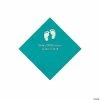 Outlet 🧨 Turquoise Baby Feet Personalized Napkins with Silver Foil - 50 Pc. Beverage 🔥