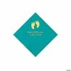 Best Pirce ❤️ Turquoise Baby Feet Personalized Napkins with Gold Foil - 50 Pc. Beverage 🔥