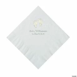 Buy 🥰 White Baby Feet Personalized Napkins with Silver Foil - 50 Pc. Luncheon ⌛