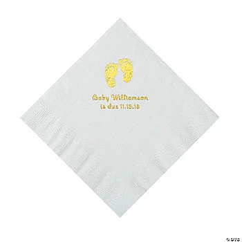 Deals 🎉 White Baby Feet Personalized Napkins with Gold Foil - 50 Pc. 💯 1 Deals 🎉 White Baby Feet Personalized Napkins with Gold Foil - 50 Pc. 💯