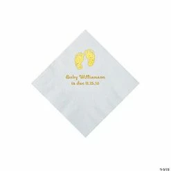 New 💯 White Baby Feet Personalized Napkins with Gold Foil - 50 Pc. Luncheon 🥰