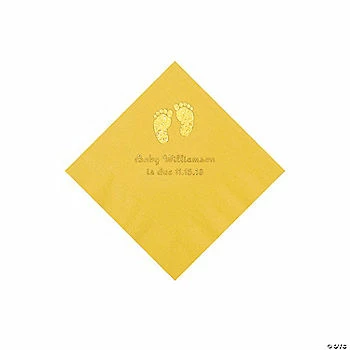 Hot Sale 😍 Yellow Baby Feet Personalized Napkins with Gold Foil - 50 Pc. Beverage ⌛ 1 Hot Sale 😍 Yellow Baby Feet Personalized Napkins with Gold Foil - 50 Pc. Beverage ⌛