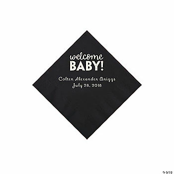 Best Sale โค๏ธ Black Welcome Baby Personalized Napkins with Silver Foil - 50 Pc. Beverage ๐งจ 1 Best Sale โค๏ธ Black Welcome Baby Personalized Napkins with Silver Foil - 50 Pc. Beverage ๐งจ