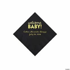 Top 10 🛒 Black Welcome Baby Personalized Napkins with Gold Foil - 50 Pc. Beverage 👏