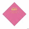 Best Pirce 🧨 Candy Pink Welcome Baby Personalized Napkins with Gold Foil - 50 Pc. Luncheon 🥰