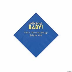 Best reviews of 🎉 Cobalt Blue Welcome Baby Personalized Napkins with Gold Foil - 50 Pc. Beverage 💯