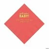 New 👍 Coral Welcome Baby Personalized Napkins with Gold Foil – 50 Pc. Luncheon 😉