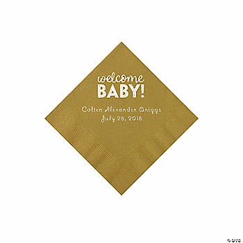 Best Sale 👍 Gold Welcome Baby Personalized Napkins with Silver Foi – 50 Pc. Beverage 👏 1 Best Sale 👍 Gold Welcome Baby Personalized Napkins with Silver Foi – 50 Pc. Beverage 👏