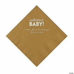 Best reviews of 👏 Gold Welcome Baby Personalized Napkins with Silver Foil – 50 Pc. Luncheon 💯