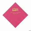 Coupon 🔥 Hot Pink Welcome Baby Personalized Napkins with Gold Foil – 50 Pc. Luncheon 🎁